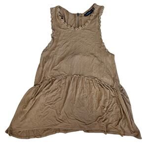 Silver Jeans Co Womens  Tan Racer Back Zip High Low Tank Tunic Size Large